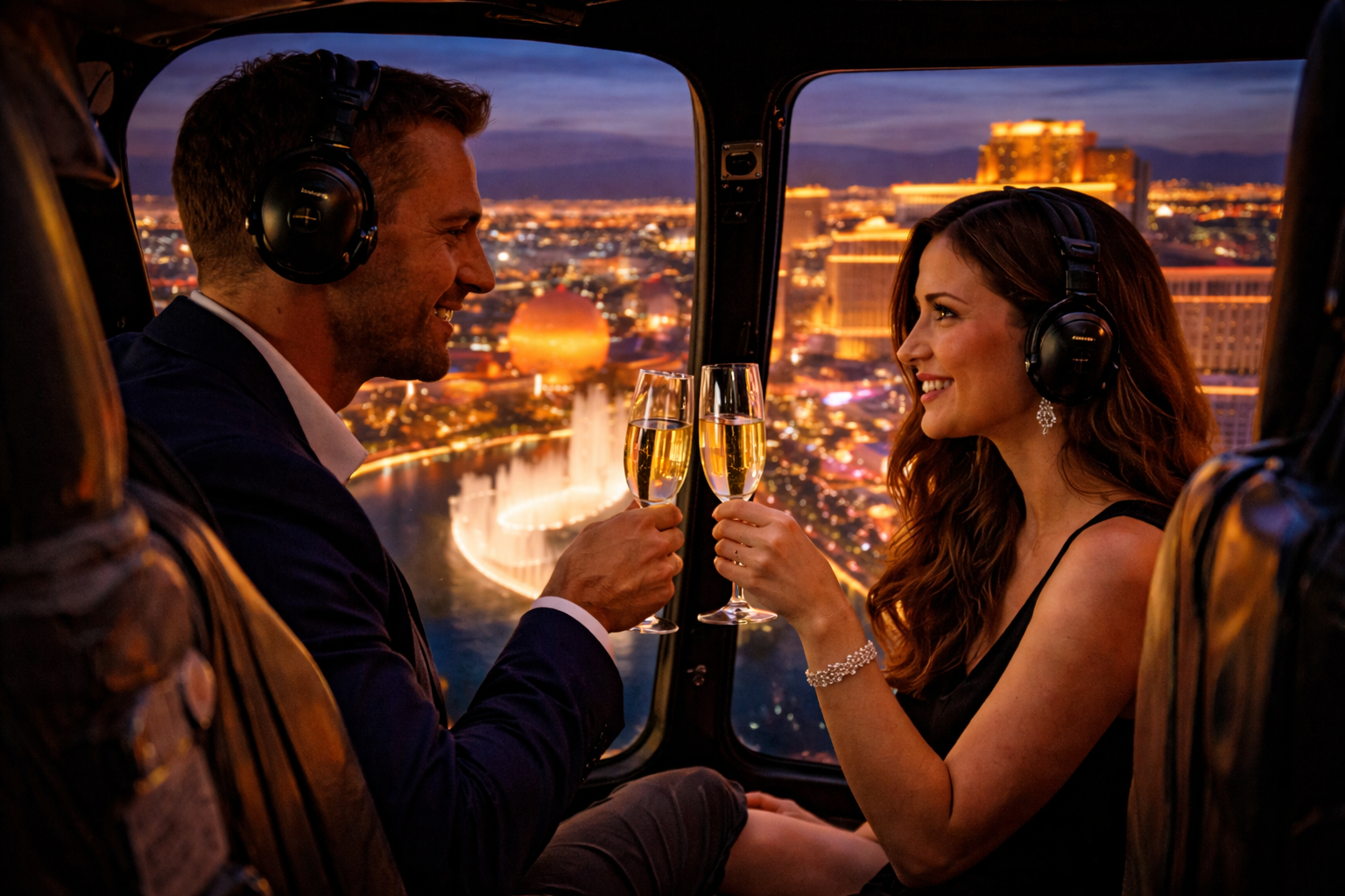 Vegas Night Out VIP Helicopter Strip Flight with Eiffel Tower Dinner