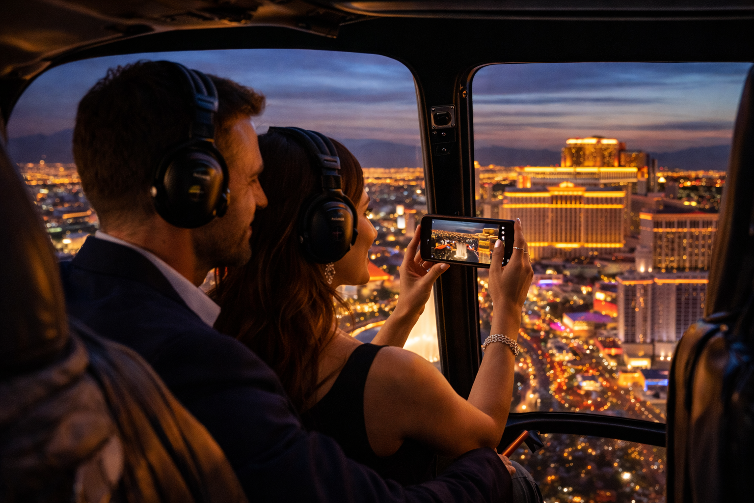 Vegas Night Out VIP Helicopter Strip Flight with Eiffel Tower Dinner