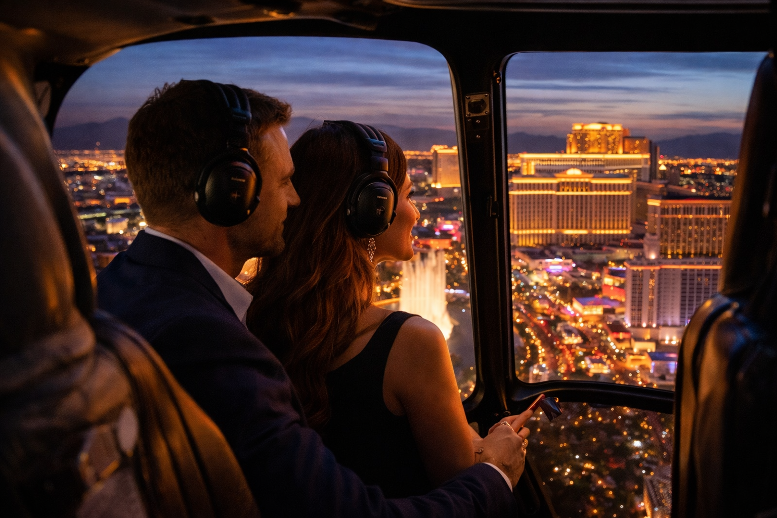 Vegas Night Out VIP Helicopter Strip Flight with Eiffel Tower Dinner